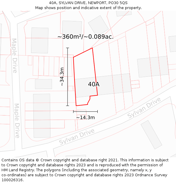 40A, SYLVAN DRIVE, NEWPORT, PO30 5QS: Plot and title map