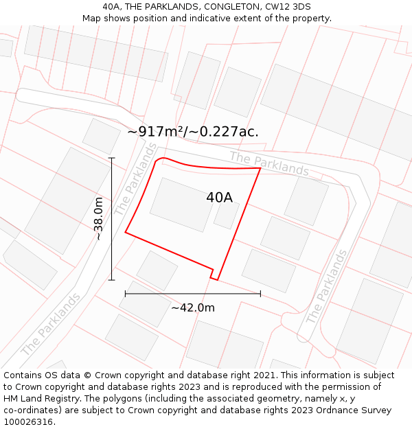 40A, THE PARKLANDS, CONGLETON, CW12 3DS: Plot and title map