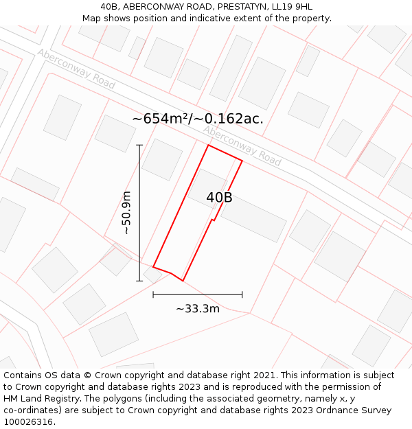40B, ABERCONWAY ROAD, PRESTATYN, LL19 9HL: Plot and title map