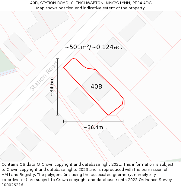 40B, STATION ROAD, CLENCHWARTON, KING'S LYNN, PE34 4DG: Plot and title map