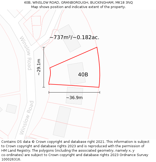 40B, WINSLOW ROAD, GRANBOROUGH, BUCKINGHAM, MK18 3NQ: Plot and title map