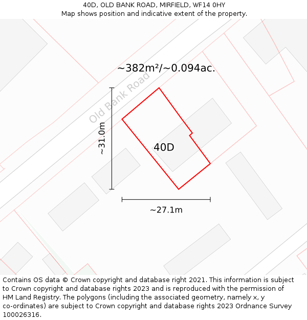 40D, OLD BANK ROAD, MIRFIELD, WF14 0HY: Plot and title map