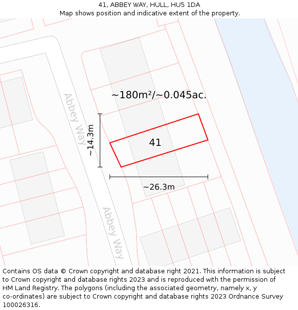 41, ABBEY WAY, HULL, HU5 1DA: Plot and title map
