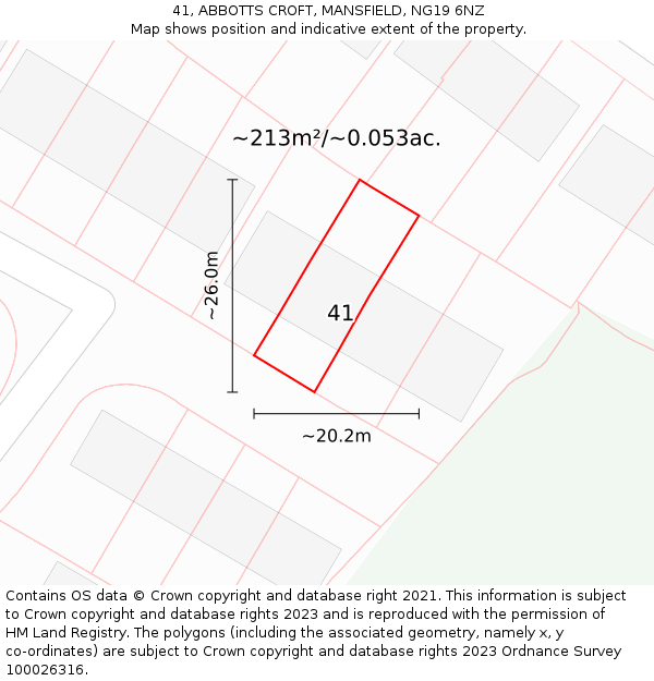 41, ABBOTTS CROFT, MANSFIELD, NG19 6NZ: Plot and title map