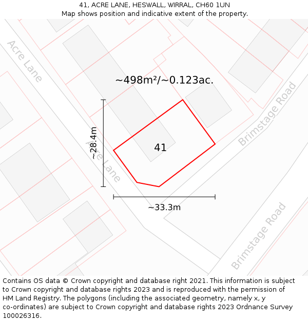 41, ACRE LANE, HESWALL, WIRRAL, CH60 1UN: Plot and title map