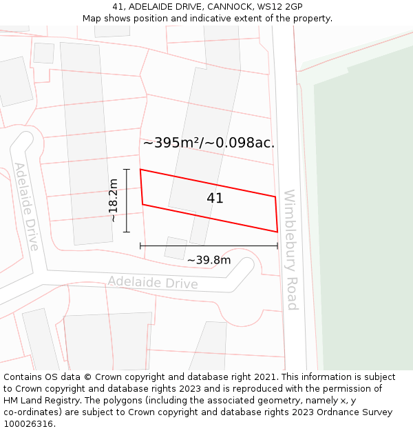 41, ADELAIDE DRIVE, CANNOCK, WS12 2GP: Plot and title map
