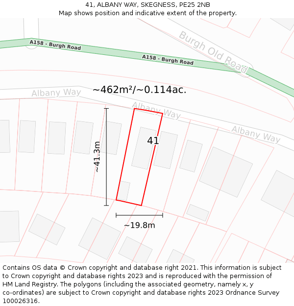 41, ALBANY WAY, SKEGNESS, PE25 2NB: Plot and title map
