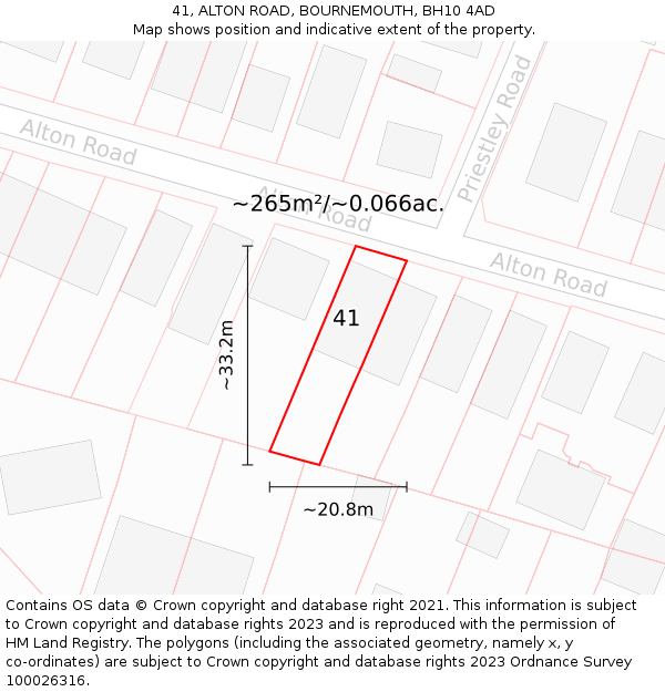 41, ALTON ROAD, BOURNEMOUTH, BH10 4AD: Plot and title map