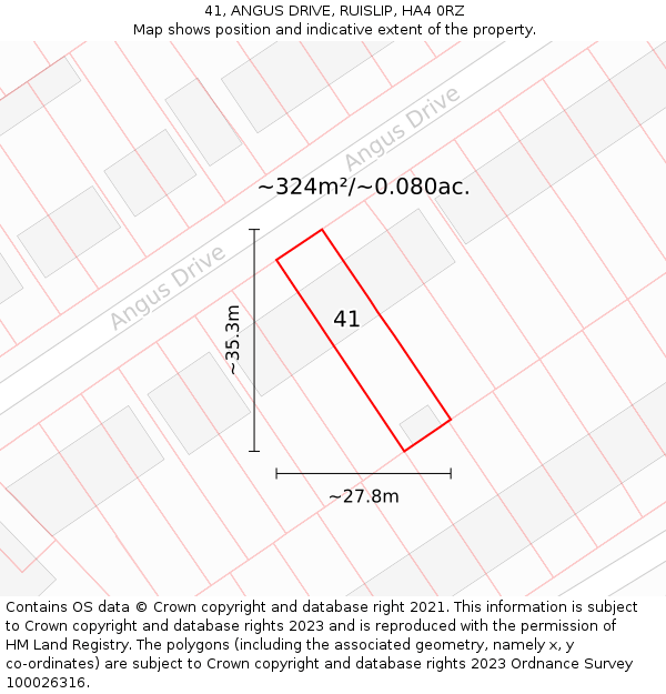 41, ANGUS DRIVE, RUISLIP, HA4 0RZ: Plot and title map