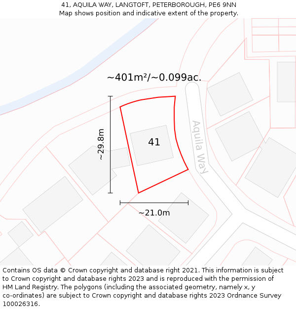 41, AQUILA WAY, LANGTOFT, PETERBOROUGH, PE6 9NN: Plot and title map