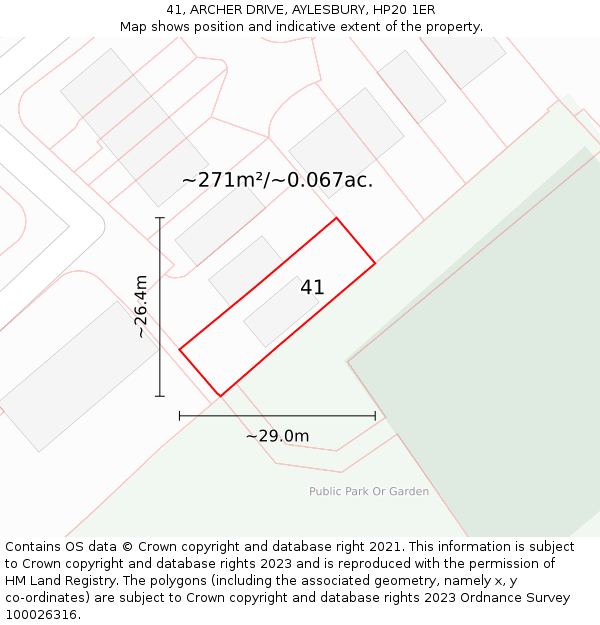41, ARCHER DRIVE, AYLESBURY, HP20 1ER: Plot and title map