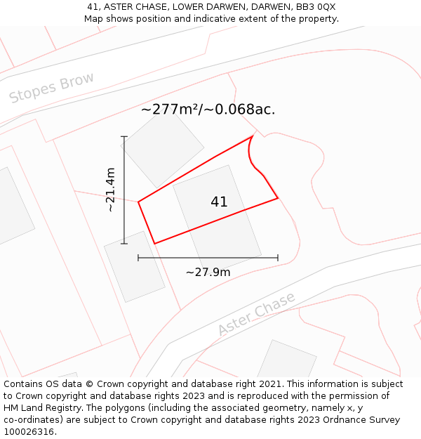 41, ASTER CHASE, LOWER DARWEN, DARWEN, BB3 0QX: Plot and title map