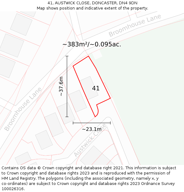 41, AUSTWICK CLOSE, DONCASTER, DN4 9DN: Plot and title map