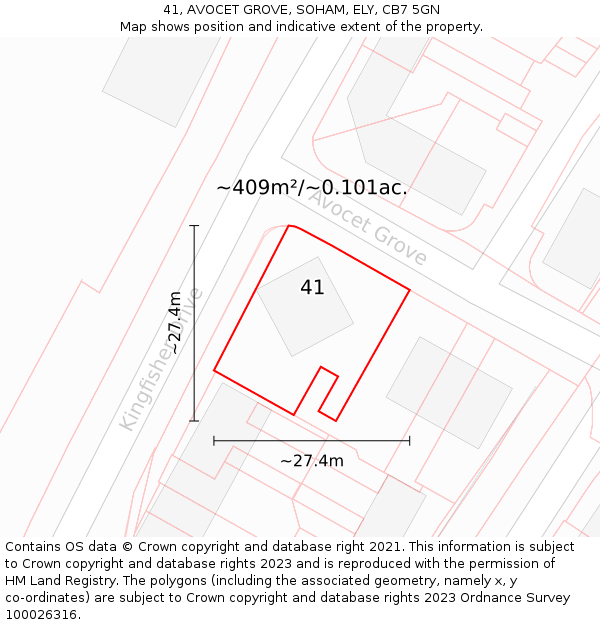 41, AVOCET GROVE, SOHAM, ELY, CB7 5GN: Plot and title map