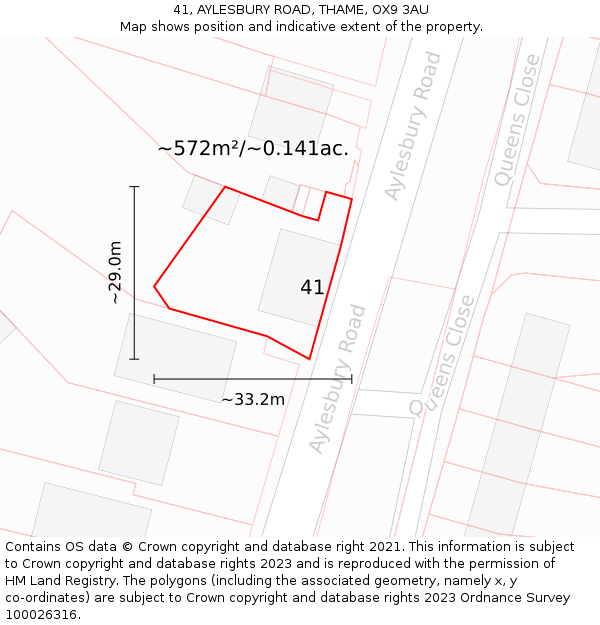 41, AYLESBURY ROAD, THAME, OX9 3AU: Plot and title map