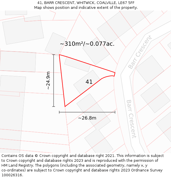 41, BARR CRESCENT, WHITWICK, COALVILLE, LE67 5FF: Plot and title map