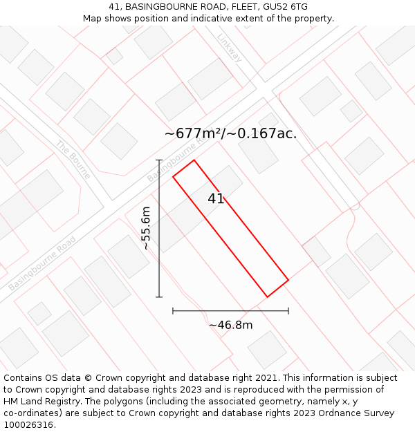 41, BASINGBOURNE ROAD, FLEET, GU52 6TG: Plot and title map
