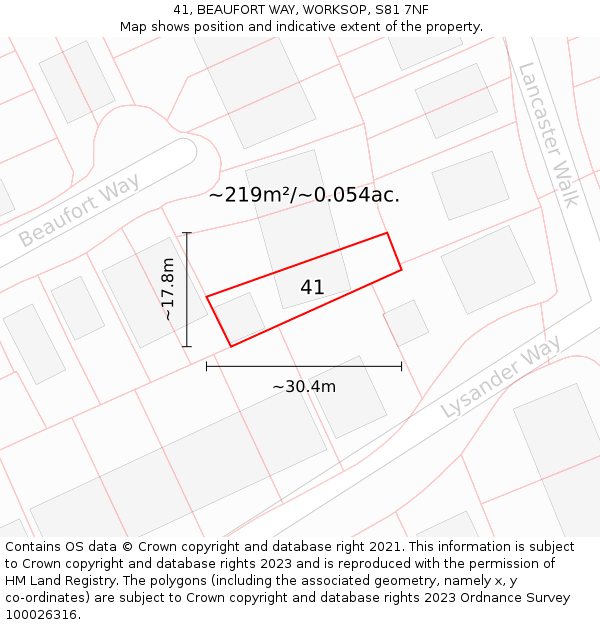 41, BEAUFORT WAY, WORKSOP, S81 7NF: Plot and title map