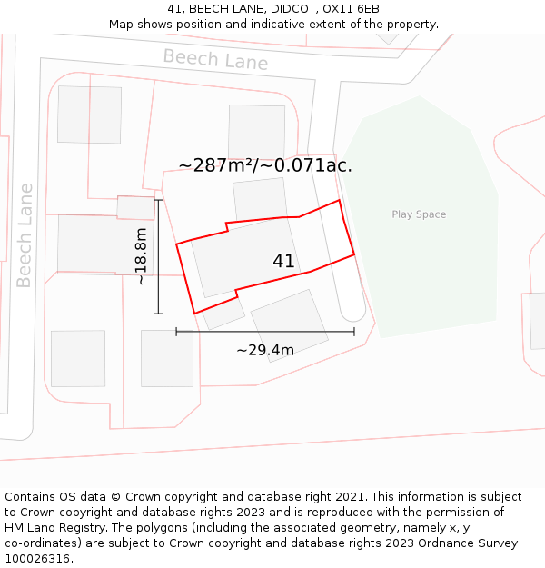 41, BEECH LANE, DIDCOT, OX11 6EB: Plot and title map