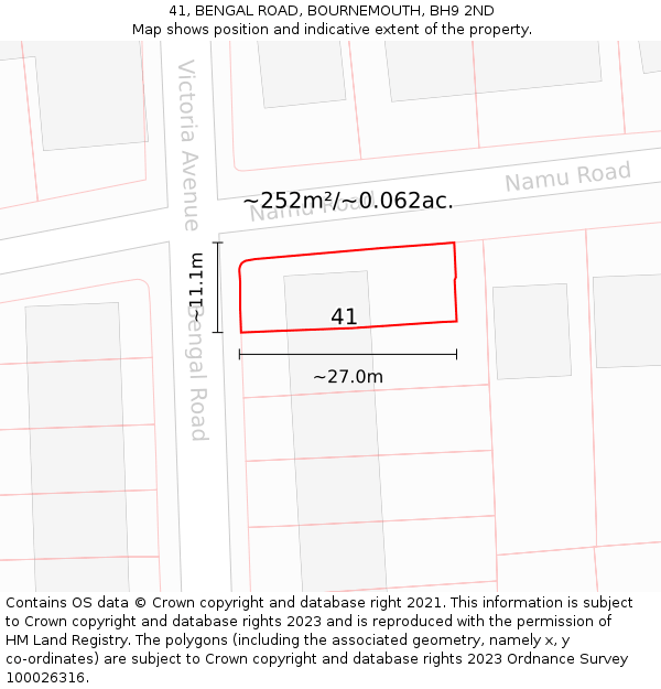 41, BENGAL ROAD, BOURNEMOUTH, BH9 2ND: Plot and title map
