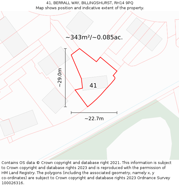 41, BERRALL WAY, BILLINGSHURST, RH14 9PQ: Plot and title map
