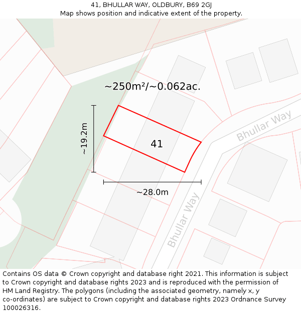 41, BHULLAR WAY, OLDBURY, B69 2GJ: Plot and title map
