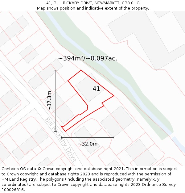 41, BILL RICKABY DRIVE, NEWMARKET, CB8 0HG: Plot and title map