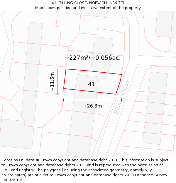41, BILLING CLOSE, NORWICH, NR6 7EL: Plot and title map