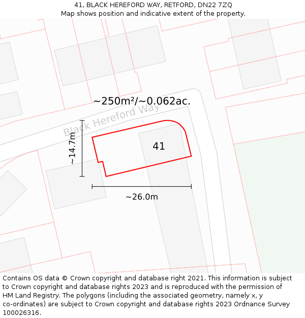 41, BLACK HEREFORD WAY, RETFORD, DN22 7ZQ: Plot and title map