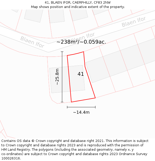 41, BLAEN IFOR, CAERPHILLY, CF83 2NW: Plot and title map