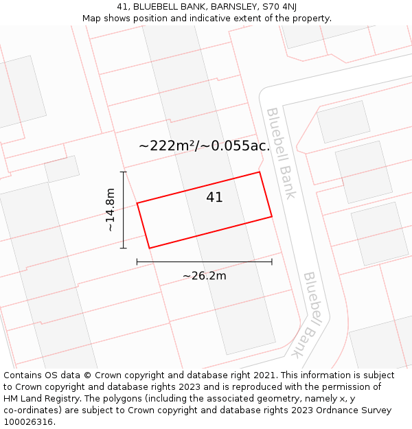 41, BLUEBELL BANK, BARNSLEY, S70 4NJ: Plot and title map