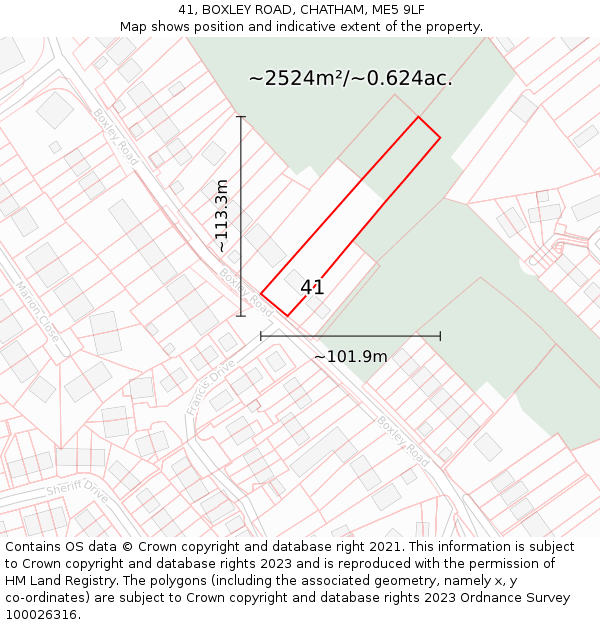 41, BOXLEY ROAD, CHATHAM, ME5 9LF: Plot and title map