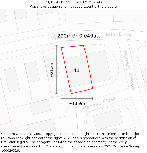 41, BRIAR DRIVE, BUCKLEY, CH7 2AP: Plot and title map