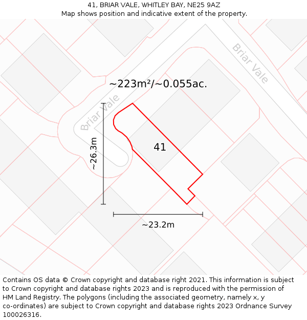 41, BRIAR VALE, WHITLEY BAY, NE25 9AZ: Plot and title map