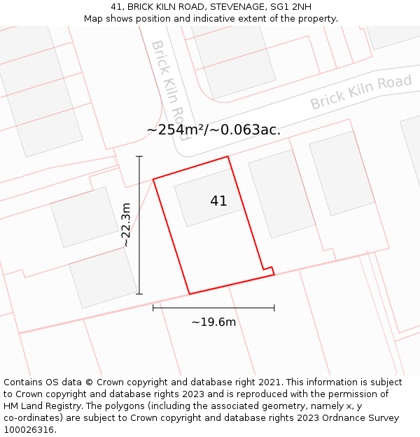 41, BRICK KILN ROAD, STEVENAGE, SG1 2NH: Plot and title map