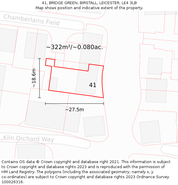 41, BRIDGE GREEN, BIRSTALL, LEICESTER, LE4 3LB: Plot and title map