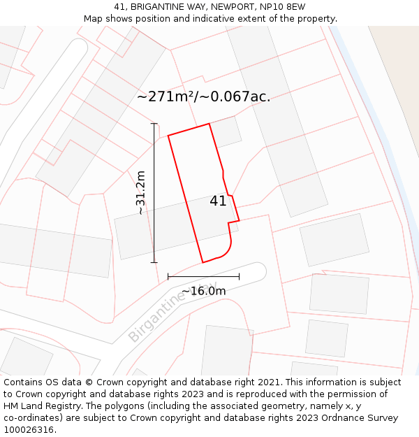 41, BRIGANTINE WAY, NEWPORT, NP10 8EW: Plot and title map