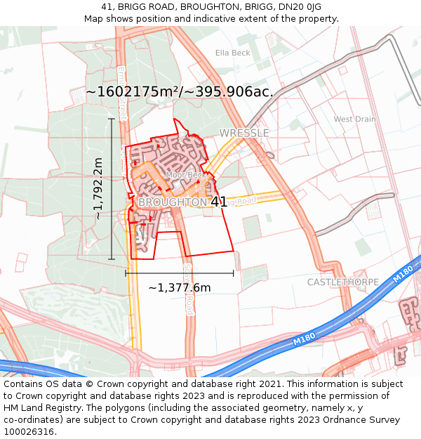 41, BRIGG ROAD, BROUGHTON, BRIGG, DN20 0JG: Plot and title map