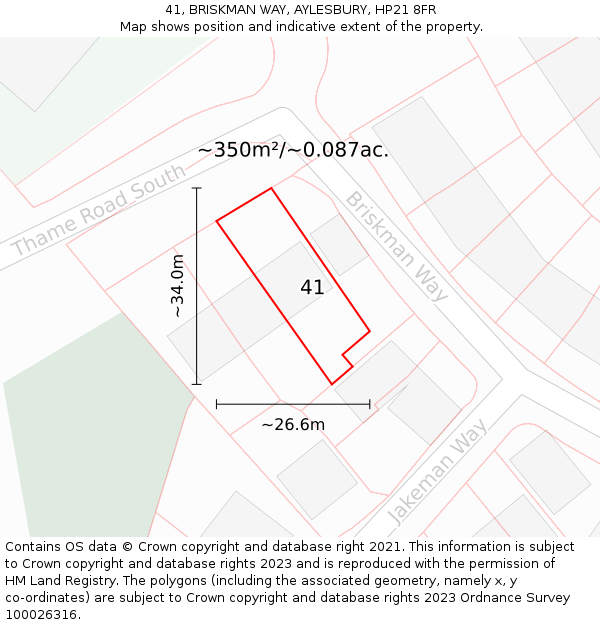 41, BRISKMAN WAY, AYLESBURY, HP21 8FR: Plot and title map
