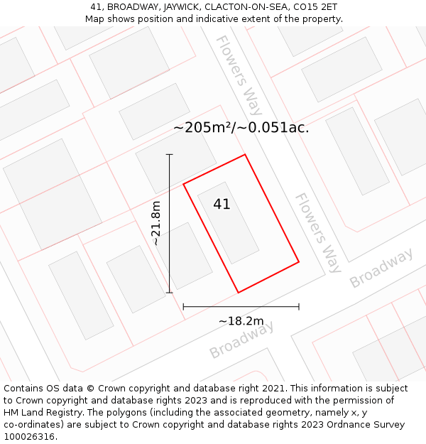 41, BROADWAY, JAYWICK, CLACTON-ON-SEA, CO15 2ET: Plot and title map