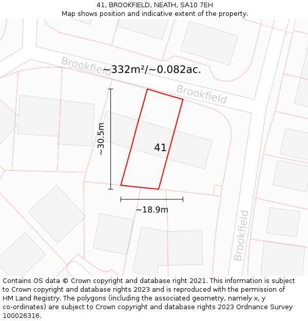 41, BROOKFIELD, NEATH, SA10 7EH: Plot and title map