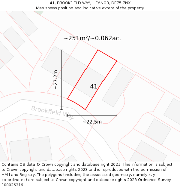 41, BROOKFIELD WAY, HEANOR, DE75 7NX: Plot and title map
