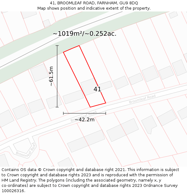 41, BROOMLEAF ROAD, FARNHAM, GU9 8DQ: Plot and title map