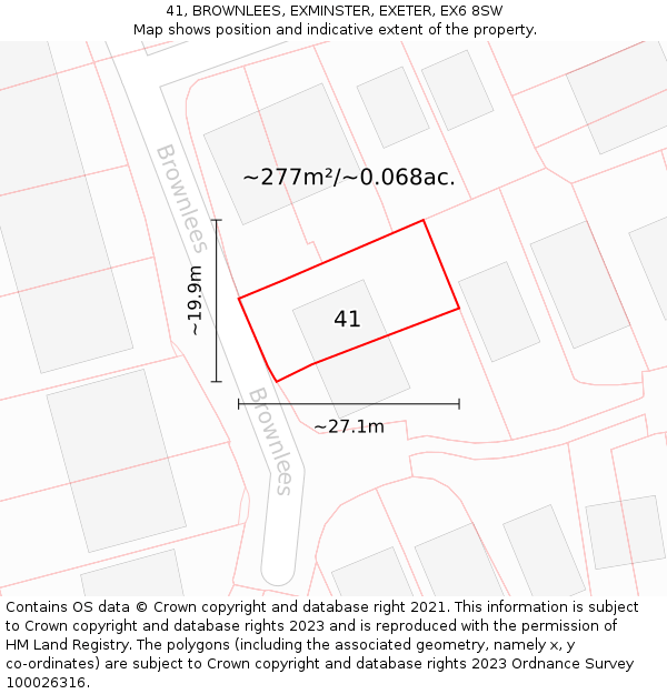 41, BROWNLEES, EXMINSTER, EXETER, EX6 8SW: Plot and title map