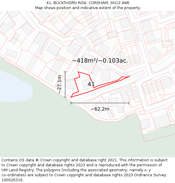 41, BUCKTHORN ROW, CORSHAM, SN13 9WE: Plot and title map