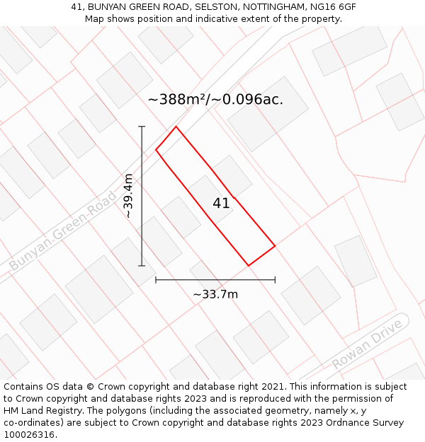 41, BUNYAN GREEN ROAD, SELSTON, NOTTINGHAM, NG16 6GF: Plot and title map