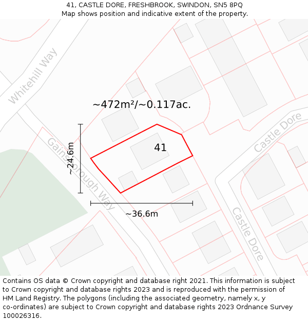 41, CASTLE DORE, FRESHBROOK, SWINDON, SN5 8PQ: Plot and title map