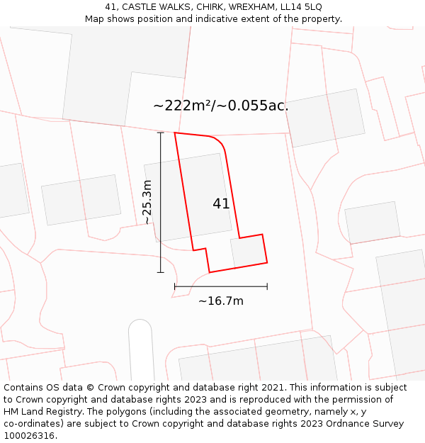 41, CASTLE WALKS, CHIRK, WREXHAM, LL14 5LQ: Plot and title map