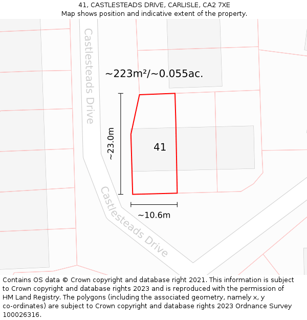 41, CASTLESTEADS DRIVE, CARLISLE, CA2 7XE: Plot and title map