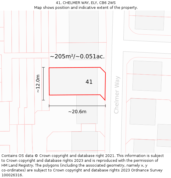 41, CHELMER WAY, ELY, CB6 2WS: Plot and title map